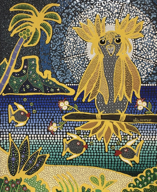 chouette alain despert - 2024 ? - tableau inspiré d’un hibou de fabien trarieux. Oncle et neveu