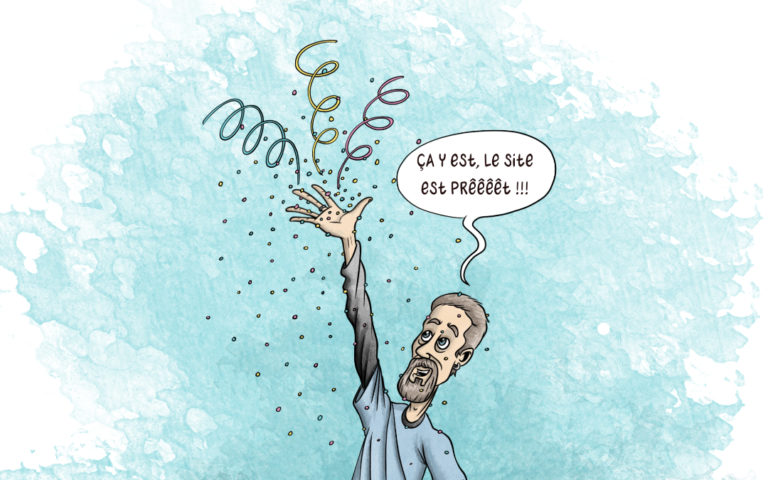 homme lance confettis et serpentin en illustration ouverture site internet fabientrarieux.art paysage