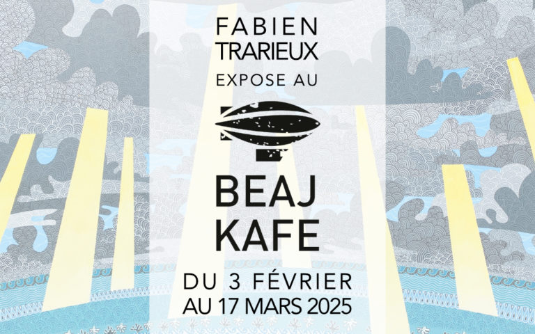 image style affiche évènementielle pour l’Expo Beaj Kafé février 2025