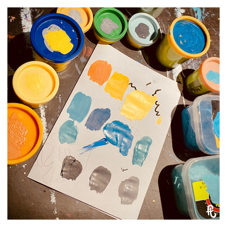 Couleurs créées et utilisées pour le tableau ciel dégagé, mer agitée de fabien trarieux